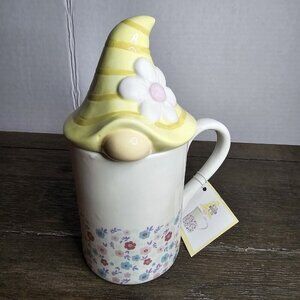Carrot Patch Cottage Gnome Spring Pastel Figural Mug Floral Farmhouse Easter